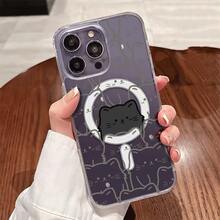 Funda para teléfono de acrílico transparente magnético con patrón gatito negro, compatible con iPhone 17/16/15/14/13/12/11 Pro Max/Pro/Plus,  Galaxy S25, S24, S23, S22, S21, S20 y serie A, OPPO y . - transparente - Ver 8