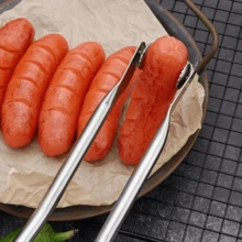 1pc Rotatable Stainless Steel Food Clip, Hot Dog Tong, Barbecue Meat Clamp - Silver - View 8