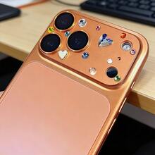 NNBILI Luxury Sparkling Rhinestone 3D Heart Camera Lens Sticker Compatible With IPhone 17 Pro Max - Exquisite Matte Protective Film, Colorful Heart Design, Scratch-Resistant, Made Of Tempered Glass - Orange - View 8