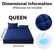 AVXLRQ Protège-matelas imperméable, antidérapant, épais, de couleur unie, housse de matelas matelassée avec poches profondes (douce et confortable), lavable en machine, peut également être utilisé seul comme protège-matelas, convient aux chambres à coucher, aux chambres d'amis et à la protection des matelas d'hôtel, cadeau exquis et attentionné. - Bleu marine - Voir 17