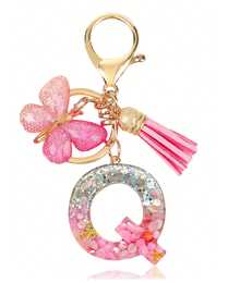Personalized Bling Monogram Keychain Women - Resin Letter Charm With Silvery Glitter, Pink Pebble & Gold Shaker - Birthday Gifts Her, Anniversary Present With Pink Tassel & Accent Car Accessories Bag Charm School Cute Goth Y2k - 粉色 - 查看 20