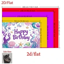 1pc Birthday Background Cloth, Background Design With Seaweed And "Happy Birthday" Text, High-Definition Printing On Polyester Fabric, Suitable For Parties, Courtyards, Birthdays And Photography Supplies - Multicolor - View 2