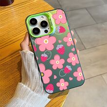 Con el maravilloso patrón Flores y fresas, Funda de teléfono de plata colorida IMD, compatible con Apple 17Pro/17ProMax/17/Air/16/16e/16Pro/16ProMax/16Plus/11/12Mini/13Mini/15ProMax/15Pro/15Plus/14Pro/14ProMax/14Plus/12Pro/12ProMax/13Pro/13ProMax,Galaxy S25+/S24 Ultra/S23 FE/A55/A54/A35/A34/A32/A22/A15/A12/A06/A05/A04E/A04/A03/A02/M15/M145G, Antimanchas,Resistente a caídas,Anti-deslizante -- ¡Regalo ideal para cumpleaños, Navidad y todas las fiestas especiales! - Negro - Ver 4
