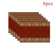 Bộ 1/4/5/6/7/20 món khăn trải bàn và tấm lót chén bằng polyester họa tiết hoa đỏ và vàng, thích hợp cho các lễ hội Hồi giáo, phong cách Bohemian, trang trí nhà kiểu Ả Rập, nhà bếp, tiệc ngoài trời, phòng ăn. - Nhiều màu - Xem 12