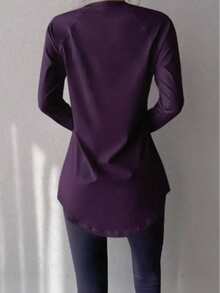 Kaos Olahraga Yoga Wanita Ukuran Besar untuk Lari, Gym dan Latihan - Bold Plum - View 2