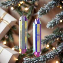 A 120MM Hexagonal Long Rainbow-Colored Crystal Garden Hanging Sunshade Decorative Pendant With Seven-Color Multi-Faceted Reflection, Suitable For Balcony, Courtyard And Garden Decoration All Year Round - Multicolor - View 1