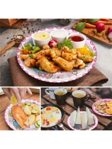 Sanrio （官方授权）三丽鸥30件套酷洛米主题派对餐具套装，包含7英寸甜点盘、9英寸餐盘、9盎司一次性纸杯和纸盘，适用于生日派对、餐厅、露营、婚礼、情人节、新年、野餐和烧烤等场合。 - 彩色 - 查看 11