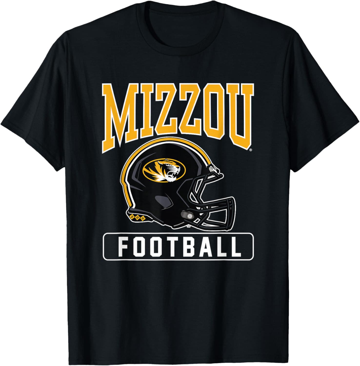 University Of Missouri Mizzou Tigers Football,Casual Mizzou Football Print T-Shirt For Women Short Sleeve Round Neck Cotton Top Regular Length - 黑色 - 查看 1