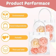 30 Pack Clear Plastic Gift Bags For Wedding Favors, Party Favor Bags With Handles, PVC Reusable Transparent Totes Bags For Wedding, Birthday, Christmas, Boutique (3 Size) - 透明 - 查看 7