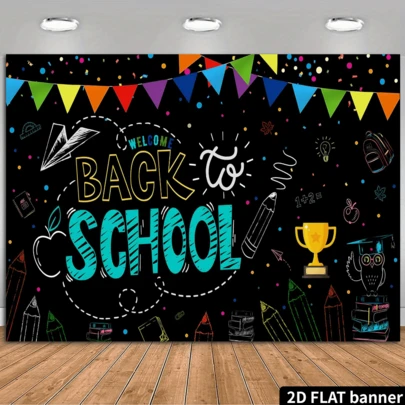 Pancarta de fondo plano 2D de bienvenida de vuelta a la escuela, decoración de pared multiusos, adecuada para el hogar, la oficina, el exterior, el estudio, la decoración de fiestas, regalo festivo, hecha de poliéster, sin necesidad de electricidad