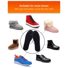 Plantillas eléctricas USB calentables para esquí deportes al aire libre, hombres y mujeres. Aumentan rápido la temperatura en invierno frío (40-50℃), no se congelan. Lavables y cortables, ajustables para tallas 41-46. Con cable USB, mantienen los pies cálidos durante actividades deportivas. Ideales para esquí y deportes invernales, combinan comodidad y funcionalidad. - Negro - Ver 3