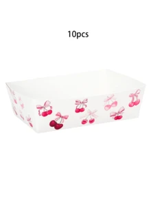 10 cái/20 cái/50 cái khay giấy đựng thức ăn hình nơ anh đào, số lượng lớn, đồ dùng tiệc sinh nhật hình nơ anh đào, khay đựng thức ăn dùng một lần hình thuyền nacho, khay đựng xúc xích, khoai tây chiên, bỏng ngô cho sinh nhật, tiệc mừng em bé, đám cưới. - Nhiều màu - Xem 8