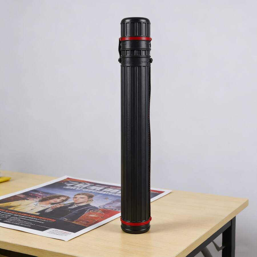DEWEL Drawing Tube Blueprint Case Telescoping Art Tube Large Plastic Black Storage Tube Expands From 25 To 40 Inches Plastic Waterproof And Light Resistant Poster Tube With Strap