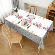 1/20片装玫瑰花卉印花桌布，适用于节日派对、野餐、晚餐装饰，适合家居客厅、厨房、餐厅，可机洗，易于清洁 - 彩色 - 查看 4
