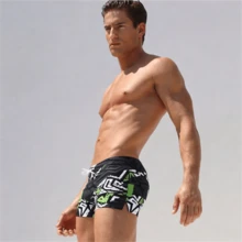 Men's Fashion Printed Pattern Drawstring Swim Trunks - Geometric Drawstring Swimming Shorts, Suitable For Summer Beach Vacation And Pool Entertainment - Multicolor - View 5