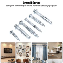 Kit de 42 piezas de tornillos de expansión para placa de yeso, con aletas de anclaje reforzadas, arandela adhesiva integral, cabeza combinada para destornilladores planos y cruciformes. Material: hierro galvanizado. Tamaño rosca: M4~M6. Clase de rendimiento: 4.8. Estándar: CN. Incluye: 12x(M4x32), 10x(M4x60), 6x(M5x52), 6x(M5x65), 4x(M6x52), 4x(M6x65). - Blanco - Ver 7