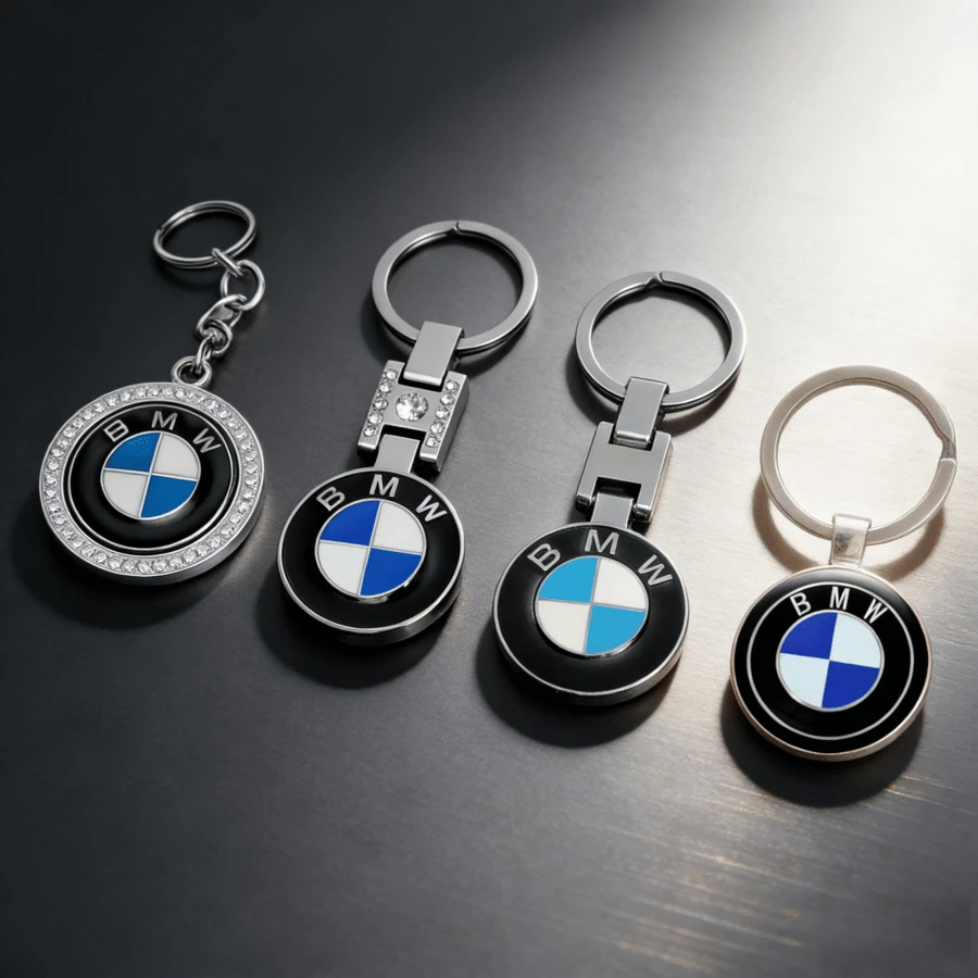 1个闪亮钻石宝马钥匙扣 - 时尚汽车配饰，镶嵌闪耀钻石，配有金色金属环和链条。完美的女士时尚配饰。时尚钥匙扣 | 闪亮设计 | 独特单品