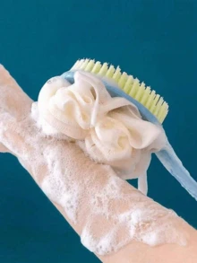 1pc Pink Long Handle Bath Brush, Double-Sided Bristles For Back Exfoliation And Shower Cleansing, Multi-Functional Loofah Brush, Home Bathroom Decor - Multicolor - View 4