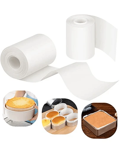 1 Rolle Kuchenform Rand Papier, Backpapier Liner - Antihaftbeschichtet, hitzebeständig, Küchenrolle, geeignet für runde Kuchenformen, Springformen für Käsekuchen, vorgeschnittenes hitzebeständiges Backpapier, Backzubehör, Käsekuchen Backen, leicht zu reinigen, strapazierfähiges Backpapier