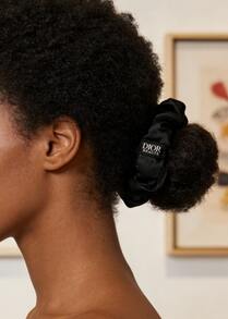 Christian Dior Black Silk Hair Scrunchies. High-Quality Silk Hair Ties. Casual, Fashionable, Minimalist Hair Scrunchies. No Trace, No Hair Damage. - Black - View 3