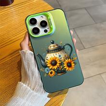 Con el maravilloso patrón Tetera con flores, Funda de teléfono de plata colorida IMD, compatible con Apple 17Pro/17ProMax/17/Air/16/16e/16Pro/16ProMax/16Plus/11/12Mini/13Mini/15ProMax/15Pro/15Plus/14Pro/14ProMax/14Plus/12Pro/12ProMax/13Pro/13ProMax,Galaxy S25+/S24 Ultra/S23 FE/A55/A54/A35/A34/A32/A22/A15/A12/A06/A05/A04E/A04/A03/A02/M15/M145G, Antimanchas,Duradero,Resistente a caídas -- ¡Regalo ideal para cumpleaños, Navidad y todas las fiestas especiales! - Negro - Ver 4