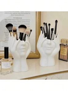 1 Handmade Creative Human Body Art Makeup Brush Holder - A Unique And Creative Human Body Art Makeup Brush Holder, Desktop Makeup Brush Storage Box, Decorative Resin Material, Drop-Proof Design, Sculptural Ornament, Lightweight And Portable, Handmade Desktop Or Bathroom Cosmetic Storage Box, Lightweight And Stylish Design, Non-Slip, Ideal Choice, Valentine's Day Gift, Back-To-School Storage Supplies.