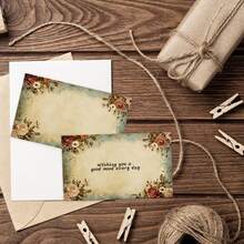 30/50pcs Vintage Floral Blank Thank You Cards & Message Notes - Elegant Blanks With Aged Paper For DIY Wedding, Birthday, Christmas Party Invitations, Pocket Cards, Gift Tags - Bulk Blanket Order For Teachers, Colleagues, Family - Multicolor - View 3