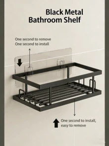 2026 2/3pcs Stainless Steel Bathroom Storage Set Without Drilling: Corner Shower Caddy,[US-Based Shipping]Wall Mounted Adhesive Shower Organizer, Load Capacity Less Than 10kg, No-Drill Waterproof Rustproof Rack For Toiletries & Kitchen.For Shower Gel, Shampoo, Soap,  Suitable For Bathroom, Kitchen And Living Room Corner Storage,  Home Bathroom Decor Bathroom Organizer Summer,Space-Saving Black Iron Storage Organizer.Three-Piece Rust-Proof Stainless Steel Bathroom Storage Rack, Large Capacity,  Bathroom Accessaries,BathroomDeccor,Toothbrush Holder.Suitable As A Home Renovation Gift.Bathroom Deccor,Room Decor,Bathroom Accesssories,Shelf,Shelves,Storage,Shelves For Wall,Floating Shelves For Wall,Bathroom Storage. - 黑色 - 查看 2