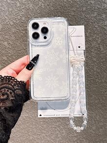 1pc Hot-Selling Transparent Air Cushion Phone Case With Snowflake Pattern, Compatible With IPhone 17 Pro Max/17 Pro/17/17 Pro Max/16/16 Pro/16 Plus/15 Pro Max/15 Pro/15 Plus/15/14 Pro Max/14 Pro/14/13 Pro/13/12 Pro/12/11/XS/XS Max/8 Plus/7, Galaxy S25/A14/A23 5G/A15/A32/A33/A24/A51/A53/S20 FE/S21/S22/S23/S24/S25/S24 Ultra/A71/A55/A36/S21 Ultra/S23 Ultra, Shockproof With Heart-Shaped Lanyard, Suitable For Friends, Family, Couples, Yourself - Multicolor - View 4