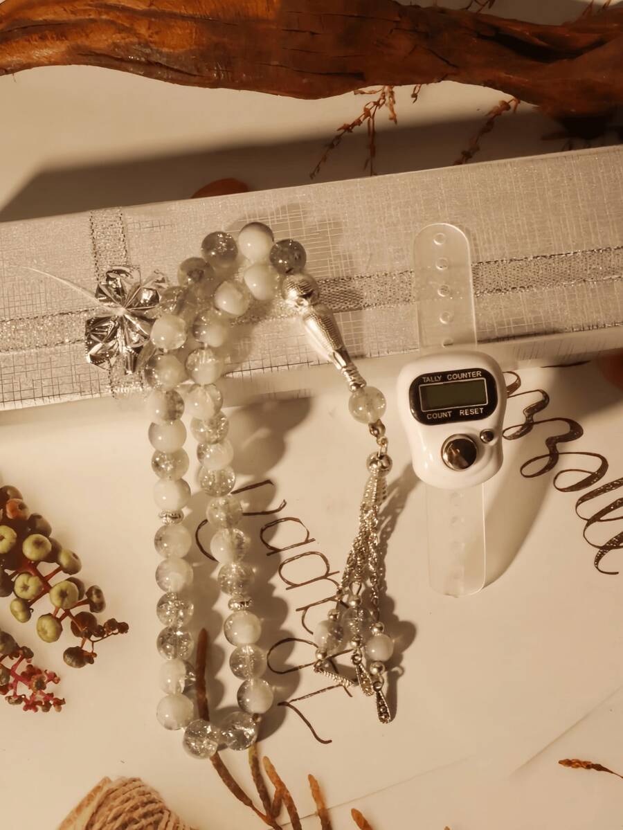 2pcs Rosary Counter Set - High-End Packaged Ring Counter, Bracelet Counter Set With Beads, Counter, Electronic Manual Button Counter, Compact Portable Finger Ring Counter, Thumb Press Counter - Multicolor - View 1