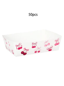 10 cái/20 cái/50 cái khay giấy đựng thức ăn hình nơ anh đào, số lượng lớn, đồ dùng tiệc sinh nhật hình nơ anh đào, khay đựng thức ăn dùng một lần hình thuyền nacho, khay đựng xúc xích, khoai tây chiên, bỏng ngô cho sinh nhật, tiệc mừng em bé, đám cưới. - Nhiều màu - Xem 9