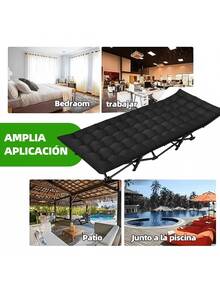 JM VAAL Cama plegable EXTRA resistente 190x80 cm, 300 lb, estructura de acero anti-humedad portátil, diseño y silencioso anti-ruido, ideal para terrazas CDMX, oficinas en casa, emergencias por sismos, y cuidado de la salud mental. - Negro - Ver 10