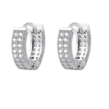 Cubic Zirconia Decor Hoop Earrings, Gifts For Friends - Silver - View 6