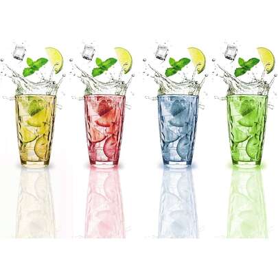 470ML Plastic Tumblers Drinking Glasses, Clear Acrylic Drinking Cups Wine Glasses Beverage Cups Tumbler For Poolside Party, Outdoor&Indoor, Stackable, Easy To Clean, Large Capacity