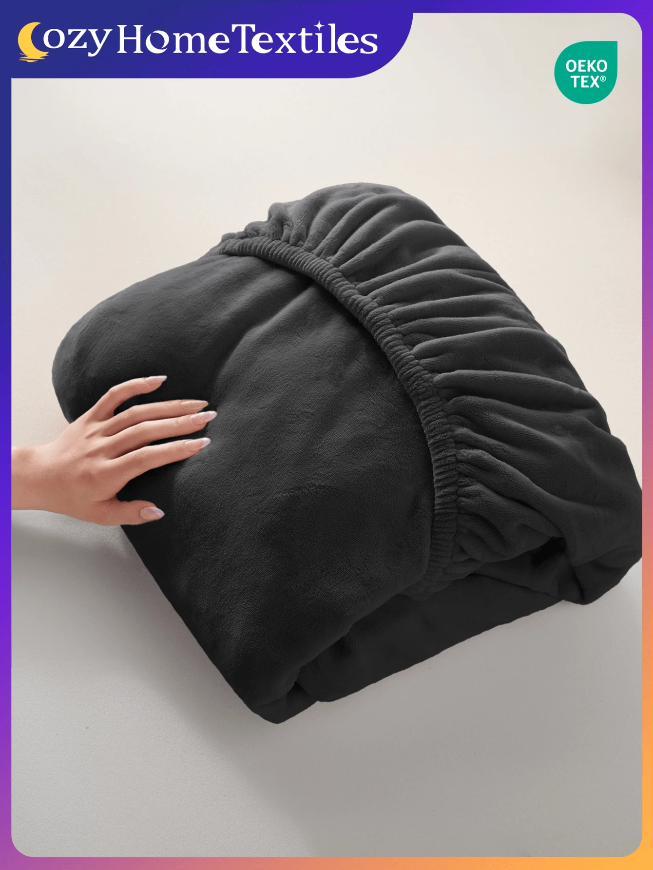 1件纯色水晶绒床笠，床上用品，床垫保护套，床罩，柔软透气，抗起球，黑色，多种尺寸可选，家居装饰，柔软舒适的卧室床上用品，通过Oeko-Tex认证，卧室装饰，家居生活，冬季床上用品