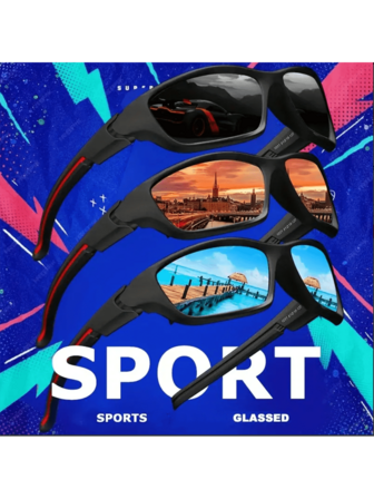 3副装，高级酷炫梦幻环绕式时尚眼镜，男女通用，户外运动骑行跑步钓鱼徒步高尔夫用品及拍照道具