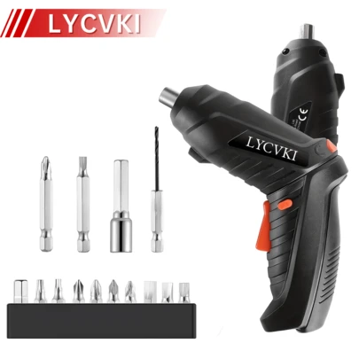 14件套电动螺丝刀套装，迷你折叠式电钻，90°旋转折叠手钻，紧凑型无绳螺丝刀钻，多功能家用维修电动工具套装，USB充电便携式无绳钻套装