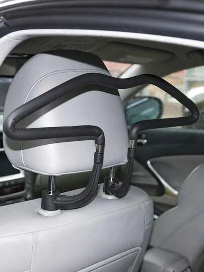 Multi-Function Coat/Suit Hanger For Car Seat Backrest - Universal Design, Fits Seat Backrest And Headrest, Rust-Resistant , Space-Saving, Easy Installation, Keeps Clothes Wrinkle-Free, Black Finish, Ideal For Business Travelers And Commuters