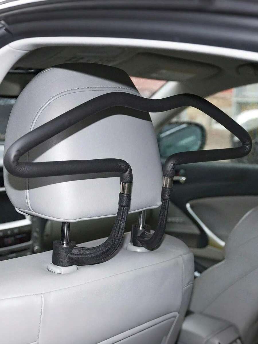 多功能汽车座椅靠背衣架 - 通用设计，适用于座椅靠背和头枕，防锈，节省空间，安装简便，保持衣物平整无褶皱，黑色外观，商务旅行者和通勤族的理想之选 - 車用椅背衣架 - 查看 1