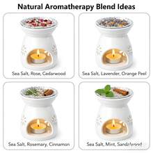 Ceramic Tea Candle Holder, Essential Oil Aromatherapy Burner, Candle Melting Furnace, Fragrance Diffuser, Home Decor - White - View 5