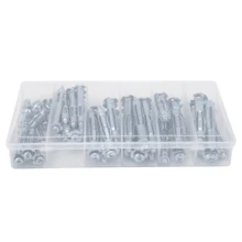 Kit de 42 piezas de tornillos de expansión para placa de yeso, con aletas de anclaje reforzadas, arandela adhesiva integral, cabeza combinada para destornilladores planos y cruciformes. Material: hierro galvanizado. Tamaño rosca: M4~M6. Clase de rendimiento: 4.8. Estándar: CN. Incluye: 12x(M4x32), 10x(M4x60), 6x(M5x52), 6x(M5x65), 4x(M6x52), 4x(M6x65). - Blanco - Ver 1