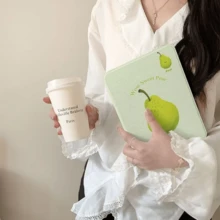 غطاء آيباد من سلسلة الفاكهة اللذيذة، قابل للفصل مغناطيسيًا، حامل قابل للطي على شكل Y، إيقاظ/سكون تلقائي، مقاوم للصدمات، مع حامل قلم لآيباد 10/إير 5/11 م3/برو 11 (جوز الهند/توت أزرق/جوافة/إجاص/برتقال) - أخضر نعناع - مشاهدة 4