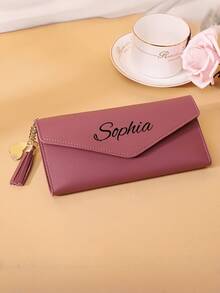 1pc/ Ladies' Personalized Name Tassel Clutch Wallet - An Elegant Handbag, Credit Card Slot And Soft Lining - The Perfect Gift For Birthdays, Anniversaries, Mother's Day, Valentine's Day, Christmas Or Daily Use, Carry A Wallet With A Clutch Every Day/Fashionable Clutch/Secure Snap Closure - Multicolor - View 8