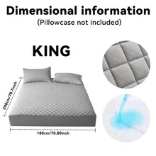 AVXLRQ Waterproof Mattress Protector, Non-Slip, Thickened, Solid Color, Quilted Mattress Cover With Deep Pocket (Soft And Comfortable), Machine Washable, Can Also Be Used Alone As A Mattress Cover, Suitable For Bedrooms, Guest Rooms And Hotel Mattress Protection, Exquisite And Thoughtful Gift. - 灰色 - 查看 17