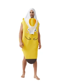 黄色香蕉角色扮演服装，成人均码，带可拆卸帽子，可爱卡通形象，适合狂欢节、万圣节、家庭聚会、节日娱乐，营造欢乐气氛 - 彩色 - 查看 9