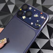 NNBILI Luxury Sparkling Rhinestone 3D Heart Camera Lens Sticker Compatible With IPhone 17 Pro Max - Exquisite Matte Protective Film, Colorful Heart Design, Scratch-Resistant, Made Of Tempered Glass - Blue - View 5