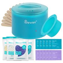 WEWAX 脱毛套装（含硅胶罐）——内含 4 包硬蜡豆、10 个刮刀——男女通用便携式脱毛套装，居家旅行皆宜。 - 查看 2