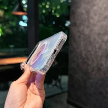 彩虹羽毛闪亮磁吸手机壳，渐变蓝粉配色，女士闪亮粉色保护壳，兼容谷歌Pixel 10 Pro XL 10 Pro 10A 9pro XL 9A手机，透明可爱美感 - 炫彩羽毛 - 查看 6