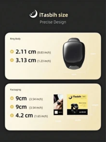 1pc Adjustable Smart Zikr Ring With Digital Counter, Prayer Reminder Ring, Waterproof 4-Digit Ring Counter, Suitable For Muslims, New High-End Counter Islamic Itasbih Zikr Ring Salam Smart Ring - Multicolor - View 7