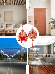 2026新年挂饰，中国新年墙饰，家居，花园，贺卡，派对用品，派对装饰 - 彩色 - 查看 4
